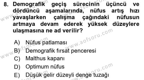 İktisadi Kalkınma Dersi 2022 - 2023 Yılı (Final) Dönem Sonu Sınavı 8. Soru