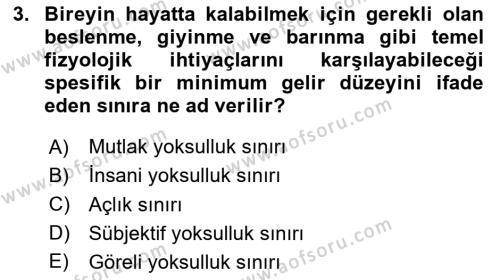 İktisadi Kalkınma Dersi 2023 - 2024 Yılı Yaz Okulu Sınavı 3. Soru