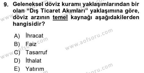 Finansal Ekonomi Dersi 2021 - 2022 Yılı (Final) Dönem Sonu Sınavı 9. Soru