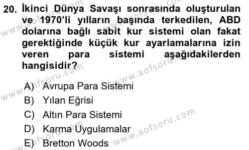 Avrupa Birliği ve Türkiye İlişkileri Dersi 2023 - 2024 Yılı (Final) Dönem Sonu Sınavı 20. Soru