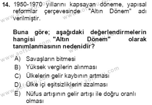 Ekonominin Güncel Sorunları Dersi 2021 - 2022 Yılı (Vize) Ara Sınavı 14. Soru