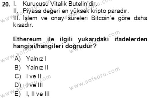 Ekonominin Güncel Sorunları Dersi 2021 - 2022 Yılı (Vize) Ara Sınavı 20. Soru