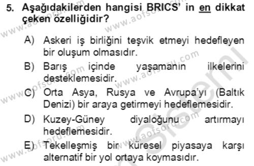 Ekonominin Güncel Sorunları Dersi 2021 - 2022 Yılı (Vize) Ara Sınavı 5. Soru