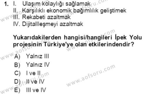 Ekonominin Güncel Sorunları Dersi 2021 - 2022 Yılı (Final) Dönem Sonu Sınavı 1. Soru