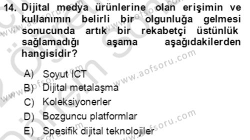 Ekonominin Güncel Sorunları Dersi 2021 - 2022 Yılı (Final) Dönem Sonu Sınavı 14. Soru