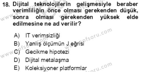 Ekonominin Güncel Sorunları Dersi 2021 - 2022 Yılı (Final) Dönem Sonu Sınavı 18. Soru