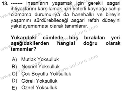 Ekonominin Güncel Sorunları Dersi 2021 - 2022 Yılı Yaz Okulu Sınavı 13. Soru