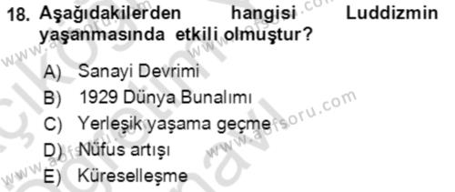 Ekonominin Güncel Sorunları Dersi 2021 - 2022 Yılı Yaz Okulu Sınavı 18. Soru