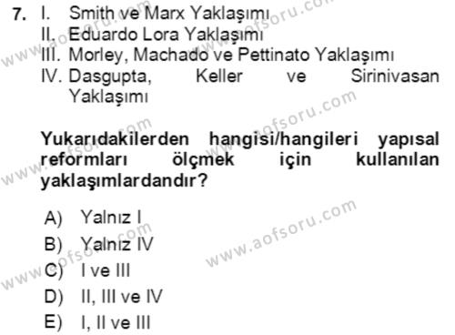 Ekonominin Güncel Sorunları Dersi 2021 - 2022 Yılı Yaz Okulu Sınavı 7. Soru