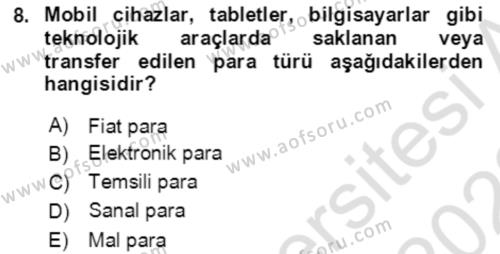 Ekonominin Güncel Sorunları Dersi 2021 - 2022 Yılı Yaz Okulu Sınavı 8. Soru