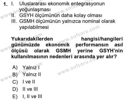 İktisadi Büyüme Dersi 2021 - 2022 Yılı (Vize) Ara Sınavı 1. Soru