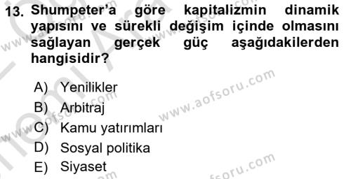 İktisadi Büyüme Dersi 2021 - 2022 Yılı (Vize) Ara Sınavı 13. Soru