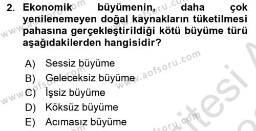 İktisadi Büyüme Dersi 2021 - 2022 Yılı (Vize) Ara Sınavı 2. Soru