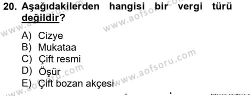 İktisat Tarihi Dersi 2012 - 2013 Yılı (Vize) Ara Sınavı 20. Soru