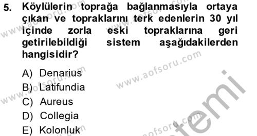 İktisat Tarihi Dersi 2013 - 2014 Yılı (Vize) Ara Sınavı 5. Soru