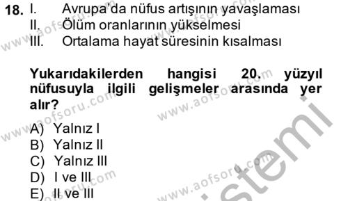 İktisat Tarihi Dersi 2013 - 2014 Yılı (Final) Dönem Sonu Sınavı 18. Soru