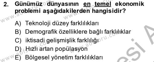 İktisat Tarihi Dersi 2013 - 2014 Yılı (Final) Dönem Sonu Sınavı 2. Soru