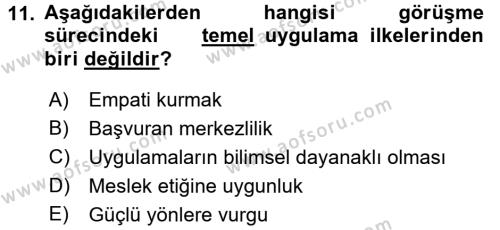 Görüşme Teknikleri Dersi 2016 - 2017 Yılı 3 Ders Sınavı 11. Soru