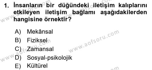 Görüşme Teknikleri Dersi 2018 - 2019 Yılı Yaz Okulu Sınavı 1. Soru