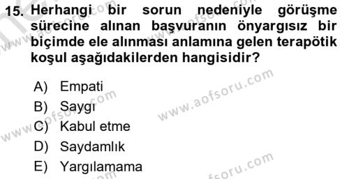 Görüşme Teknikleri Dersi 2021 - 2022 Yılı (Vize) Ara Sınavı 15. Soru