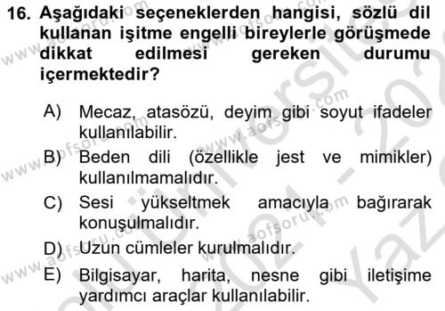 Görüşme Teknikleri Dersi 2021 - 2022 Yılı Yaz Okulu Sınavı 16. Soru