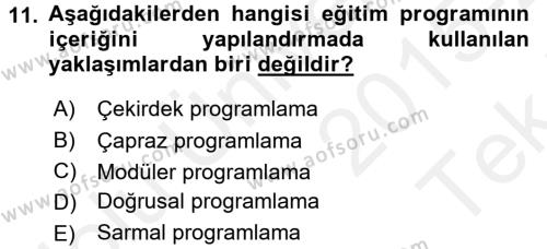 İşletmelerde Eğitim ve Geliştirme Dersi 2015 - 2016 Yılı Tek Ders Sınavı 11. Soru