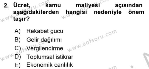 Ücret ve Ödül Yönetimi Dersi 2018 - 2019 Yılı Yaz Okulu Sınavı 2. Soru