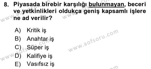 Ücret ve Ödül Yönetimi Dersi 2018 - 2019 Yılı Yaz Okulu Sınavı 8. Soru