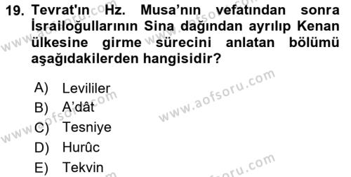 İslam İnanç Esasları Dersi 2024 - 2025 Yılı (Vize) Ara Sınavı 19. Soru