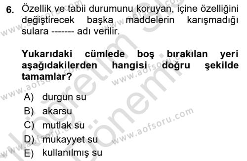 İslam İbadet Esasları Dersi 2021 - 2022 Yılı (Vize) Ara Sınavı 6. Soru