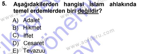 İslam Ahlak Esasları Dersi 2012 - 2013 Yılı (Final) Dönem Sonu Sınavı 5. Soru