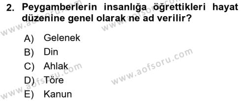 İslam Ahlak Esasları Dersi 2022 - 2023 Yılı (Vize) Ara Sınavı 2. Soru