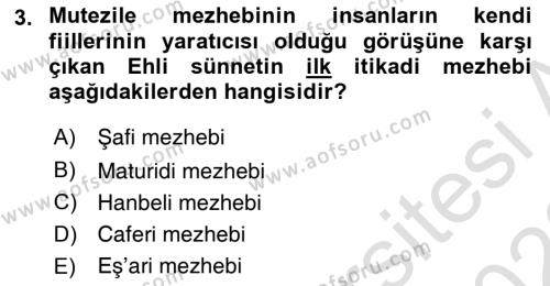 İslam Ahlak Esasları Dersi 2022 - 2023 Yılı (Final) Dönem Sonu Sınavı 3. Soru