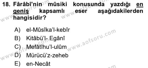 İslam Sanatları Tarihi Dersi 2020 - 2021 Yılı Yaz Okulu Sınavı 18. Soru