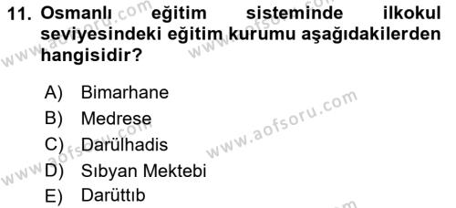 İslam Sanatları Tarihi Dersi 2021 - 2022 Yılı (Vize) Ara Sınavı 11. Soru