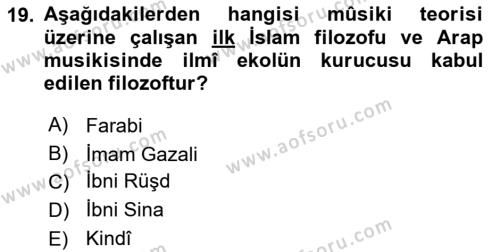 İslam Sanatları Tarihi Dersi 2021 - 2022 Yılı (Final) Dönem Sonu Sınavı 19. Soru