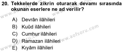 İslam Sanatları Tarihi Dersi 2021 - 2022 Yılı (Final) Dönem Sonu Sınavı 20. Soru