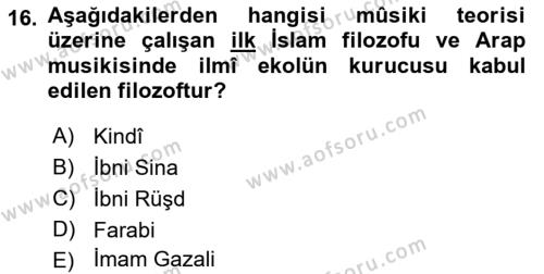 İslam Sanatları Tarihi Dersi 2022 - 2023 Yılı (Final) Dönem Sonu Sınavı 16. Soru