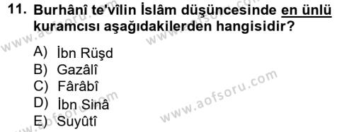 Tefsir Tarihi ve Usulü Dersi 2012 - 2013 Yılı (Vize) Ara Sınavı 11. Soru