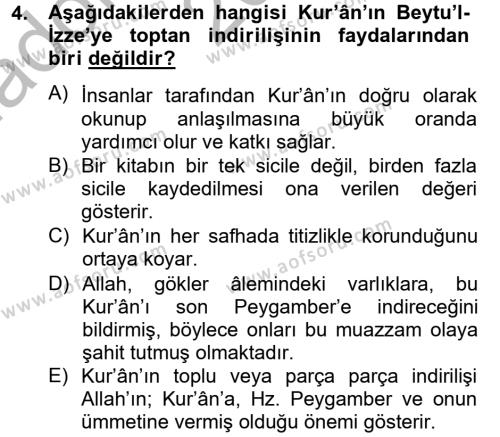 Tefsir Tarihi ve Usulü Dersi 2012 - 2013 Yılı (Vize) Ara Sınavı 4. Soru
