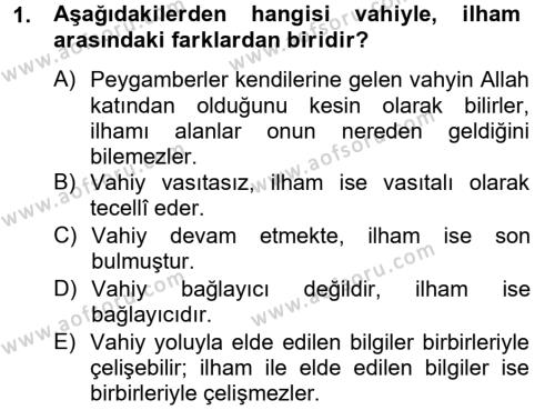 Tefsir Tarihi ve Usulü Dersi 2012 - 2013 Yılı (Final) Dönem Sonu Sınavı 1. Soru