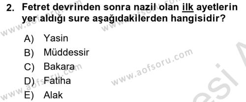 Tefsir Tarihi ve Usulü Dersi 2021 - 2022 Yılı (Vize) Ara Sınavı 2. Soru