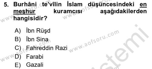 Tefsir Tarihi ve Usulü Dersi 2021 - 2022 Yılı Yaz Okulu Sınavı 5. Soru