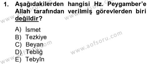 Hadis Tarihi ve Usulü Dersi 2012 - 2013 Yılı (Vize) Ara Sınavı 1. Soru