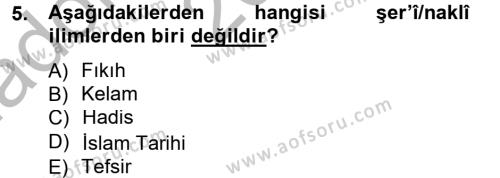 Hadis Tarihi ve Usulü Dersi 2012 - 2013 Yılı (Vize) Ara Sınavı 5. Soru