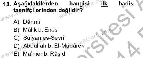 Hadis Tarihi ve Usulü Dersi 2013 - 2014 Yılı (Vize) Ara Sınavı 13. Soru