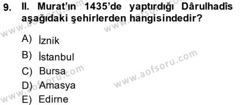 Hadis Tarihi ve Usulü Dersi 2013 - 2014 Yılı Tek Ders Sınavı 9. Soru