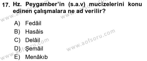 Hadis Tarihi ve Usulü Dersi 2021 - 2022 Yılı (Vize) Ara Sınavı 17. Soru