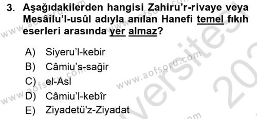 İslam Hukukuna Giriş Dersi 2023 - 2024 Yılı (Final) Dönem Sonu Sınavı 3. Soru