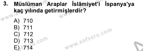 İslam Kurumları ve Medeniyeti Dersi 2012 - 2013 Yılı (Final) Dönem Sonu Sınavı 3. Soru